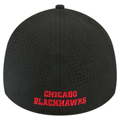 NHL Chicago Blackhawks New Era 39THIRTY A-Frame Perforated Flex Hat - Black