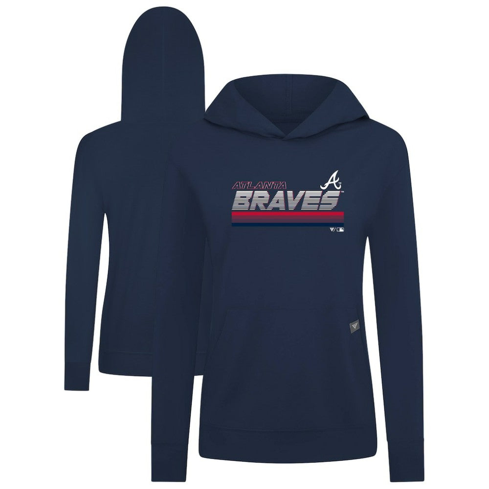 Atlanta Braves Levelwear Women's Relay Breaker Pullover Hoodie - Navy Hoodies