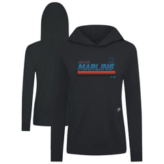 Miami Marlins Levelwear Women's Relay Breaker Pullover Hoodie - Black Hoodies