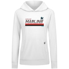Miami Marlins Levelwear Women's Relay Breaker Pullover Hoodie - White Hoodies