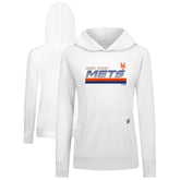 New York Mets Levelwear Women's Relay Breaker Pullover Hoodie - White Hoodies