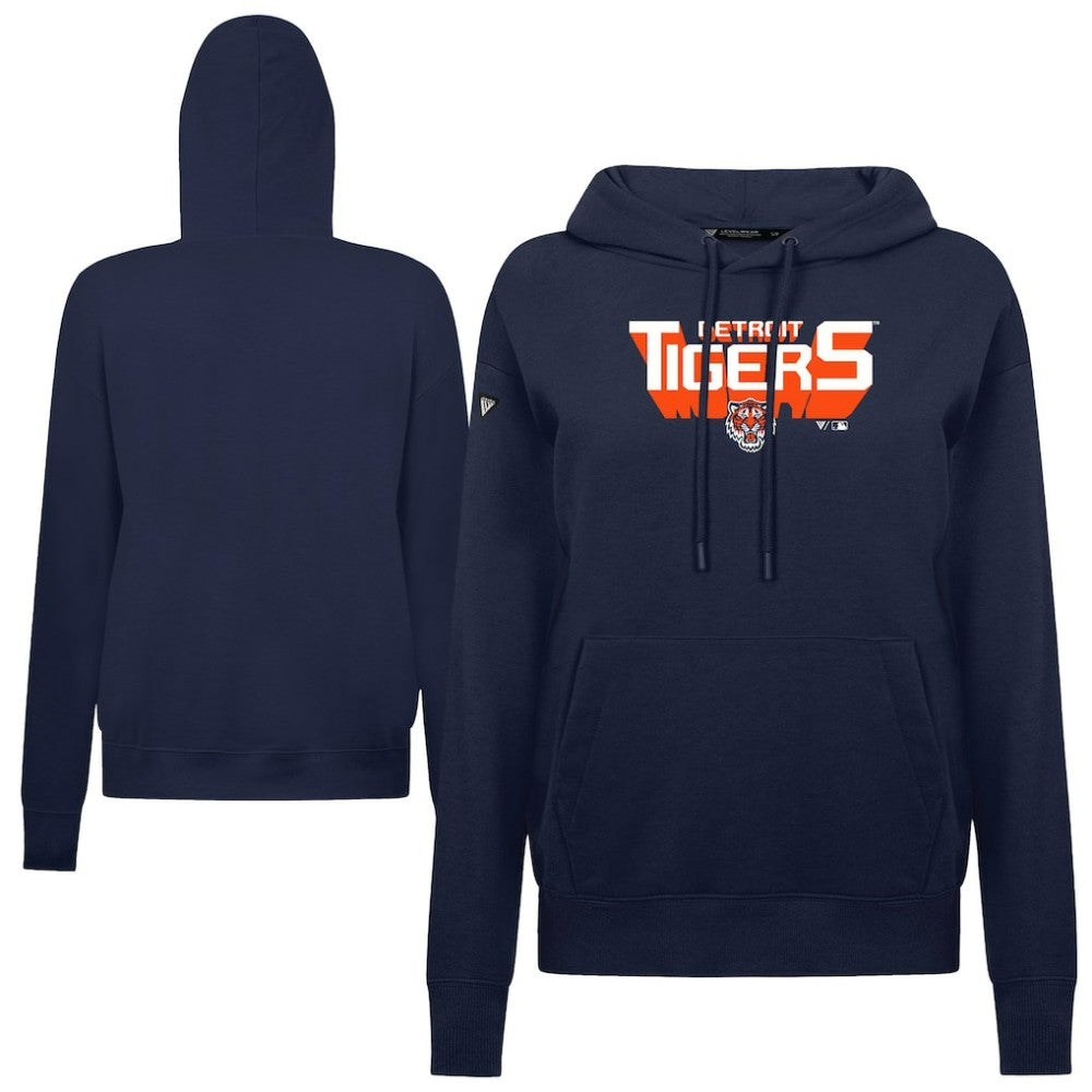 Detroit Tigers Levelwear Women's Adorn Retro 3D Pullover Hoodie - Navy Hoodies