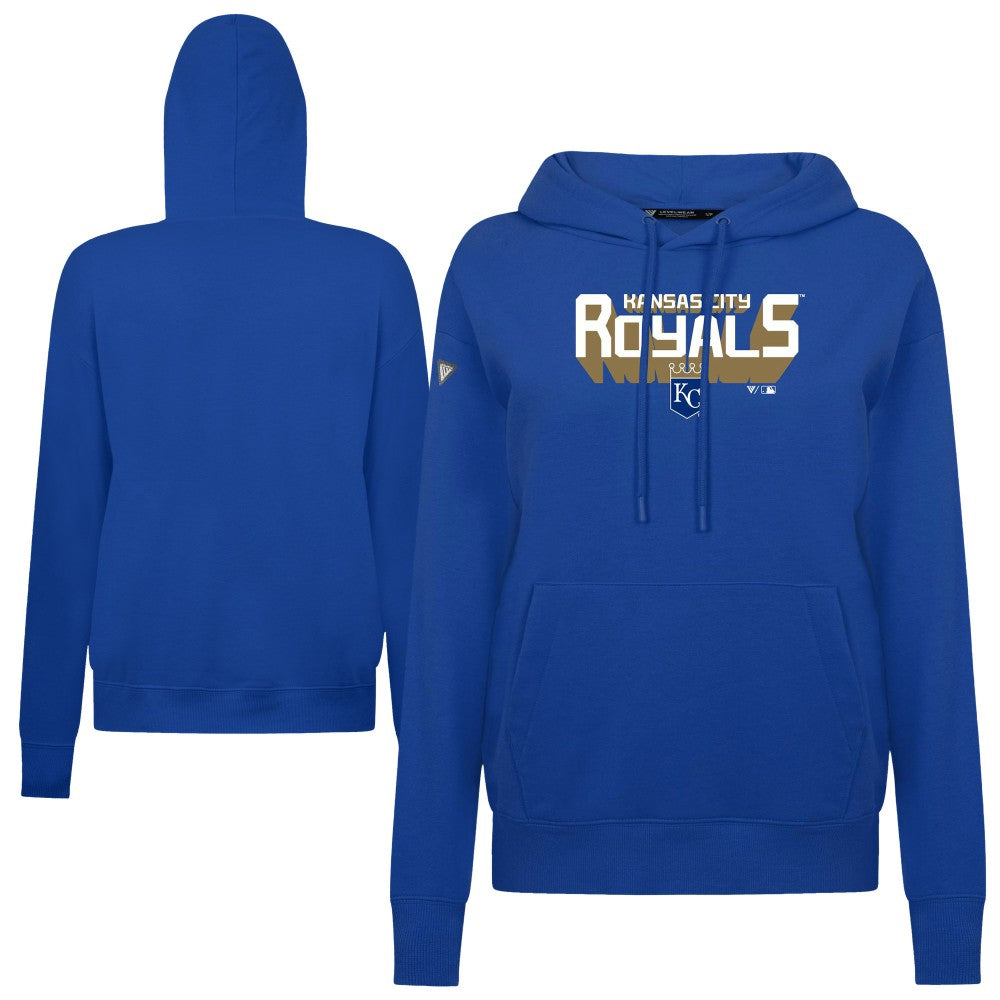 Kansas City Royals Levelwear Women's Adorn Retro 3D Pullover Hoodie - Royal Hoodies