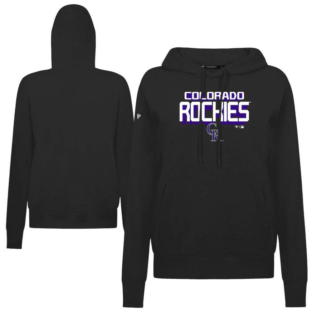 Colorado Rockies Levelwear Women's Adorn Retro 3D Pullover Hoodie - Black Hoodies