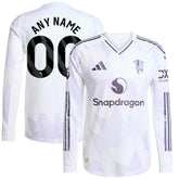 Manchester United 2025/26 Away Long Sleeve Custom Jersey White