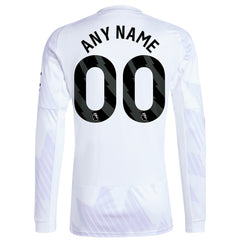 Manchester United 2025/26 Away Replica Long Sleeve Custom Jersey White