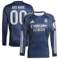 Real Madrid 2025/26 Away Long Sleeve Replica Custom Jersey Blue shop