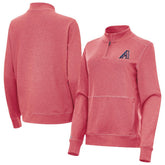 Arizona Diamondbacks Antigua Women's Crush Stars and Stripes Team Logo Quarter-Zip Pullover Top - Heather Red Pullover