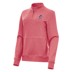 Miami Marlins Antigua Women's Crush Stars and Stripes Team Logo Quarter-Zip Pullover Top - Heather Red Pullover