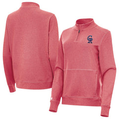 Colorado Rockies Antigua Women's Crush Stars and Stripes Team Logo Quarter-Zip Pullover Top - Heather Red Pullover