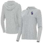 Colorado Rockies Antigua Women's Daybreak Quarter-Zip Hoodie - Heather Gray Hoodies