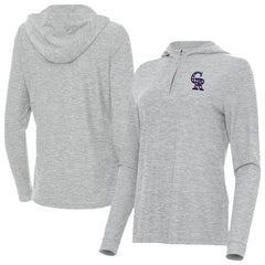 Colorado Rockies Antigua Women's Daybreak Quarter-Zip Hoodie - Heather Gray Hoodies
