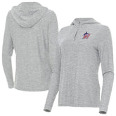 Miami Marlins Antigua Women's Daybreak Quarter-Zip Hoodie - Heather Gray Hoodies