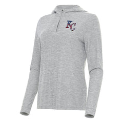 Kansas City Royals Antigua Women's Daybreak Quarter-Zip Hoodie - Heather Gray Hoodies
