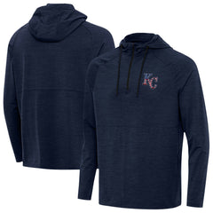 Kansas City Royals Antigua Spikes Stars and Stripes Team Logo Quarter-Zip Pullover Hoodie - Heather Navy Hoodies