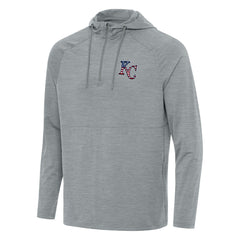 Kansas City Royals Antigua Spikes Stars and Stripes Team Logo Quarter-Zip Pullover Hoodie - Heather Gray Hoodies