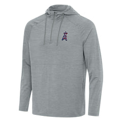 Los Angeles Angels Antigua Spikes Stars and Stripes Team Logo Quarter-Zip Pullover Hoodie - Heather Gray Hoodies
