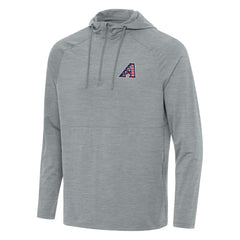Arizona Diamondbacks Antigua Spikes Stars and Stripes Team Logo Quarter-Zip Pullover Hoodie - Heather Gray Hoodies