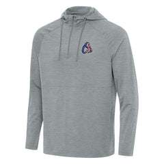 Baltimore Orioles Antigua Spikes Stars and Stripes Team Logo Quarter-Zip Pullover Hoodie - Heather Gray Hoodies