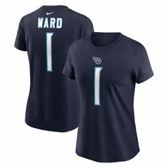 Cameron Ward Tennessee Titans Women's Name & Number T-Shirt Navy