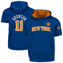 Jalen Brunson New York Knicks Big & Tall Short Sleeve Hoodie Blue