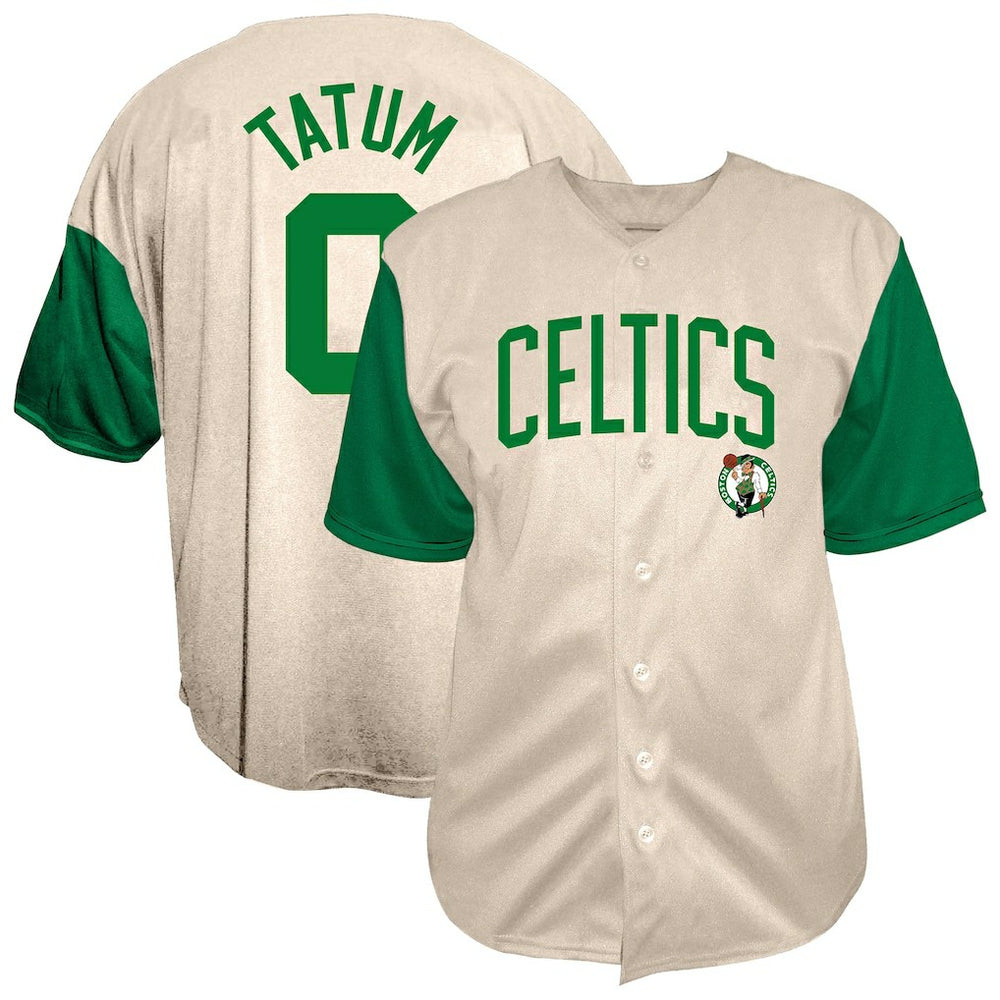 NBA Jayson Tatum Boston Celtics Baseball Jersey - Cream