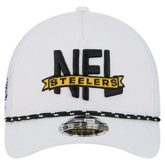 Pittsburgh Steelers New Era NFL 9FORTY A-Frame M-Crown Adjustable Trucker Hat White