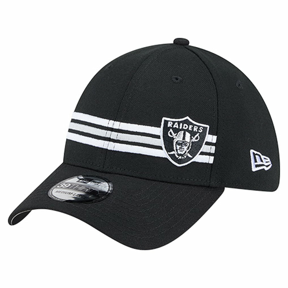 Las Vegas Raiders New Era Stripes 39THIRTY Flex Hat Black