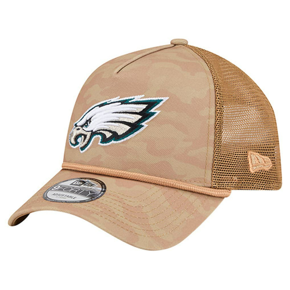 Philadelphia Eagles New Era Wheat Camo 9FORTY Adjustable Hat Tan