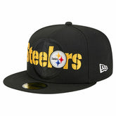 Pittsburgh Steelers New Era Overlap Wordmark 59FIFTY Fitted Hat Black