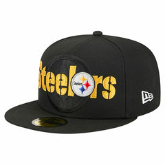 Pittsburgh Steelers New Era Overlap Wordmark 59FIFTY Fitted Hat Black