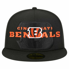 Cincinnati Bengals New Era Overlap Wordmark 59FIFTY Fitted Hat Black