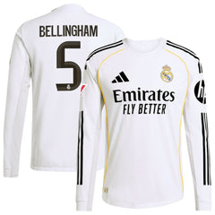 Jude Bellingham Real Madrid 2025/26 Home Long Sleeve Jersey White shop