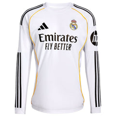 Jude Bellingham Real Madrid 2025/26 Home Replica Long Sleeve Jersey White