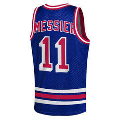 NHL Mark Messier New York Rangers Mitchell & Ness Youth Maxxed Out Fashion Basketball Jersey - Blue