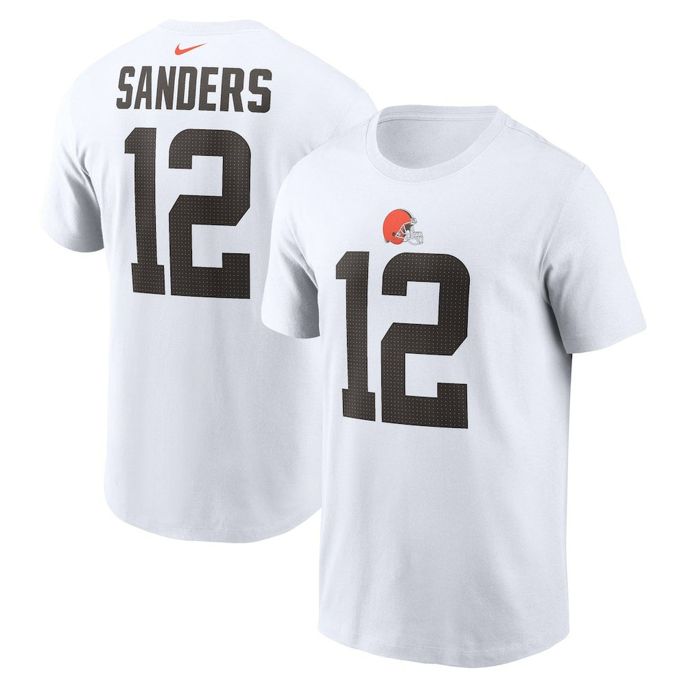 Shedeur Sanders Cleveland Browns 2025 NFL Draft Name & Number T-Shirt White