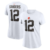 Shedeur Sanders Cleveland Browns Women's 2025 NFL Draft Name & Number T-Shirt White
