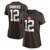 Shedeur Sanders Cleveland Browns Women's 2025 NFL Draft Name & Number T-Shirt Brown