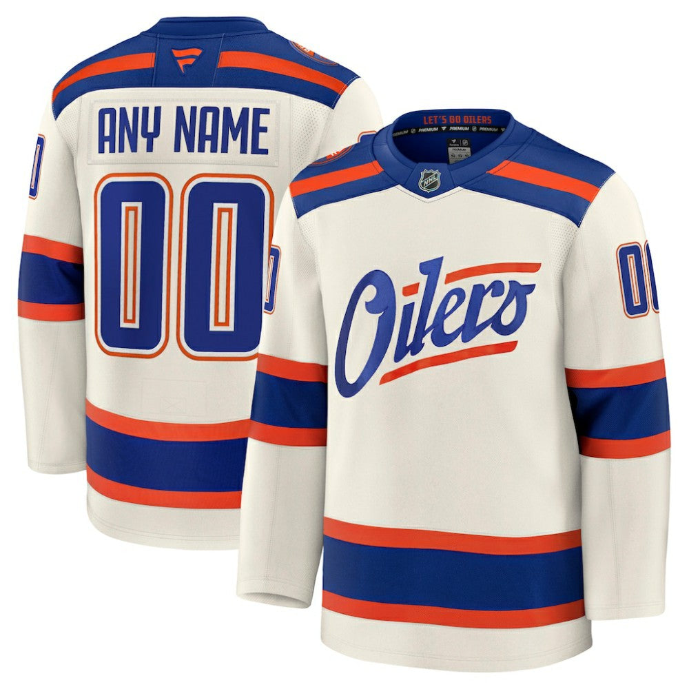 NHL Edmonton Oilers Fanatics Alternate Premium Custom Jersey - Light Beige