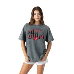 Tampa Bay Buccaneers Gameday Couture Women's Peak Performance Oversized Snow Wash T-Shirt Gray
