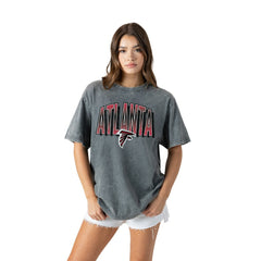 Atlanta Falcons Gameday Couture Women's Peak Performance Oversized Snow Wash T-Shirt Gray