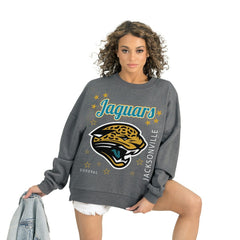 Jacksonville Jaguars Gameday Couture Women's Ready to Rumble Premium Fleece Pullover Sweatshirt Gray