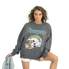 Los Angeles Chargers Gameday Couture Women's Ready to Rumble Premium Fleece Pullover Sweatshirt Gray
