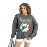 Miami Dolphins Gameday Couture Women's Ready to Rumble Premium Fleece Pullover Sweatshirt Gray