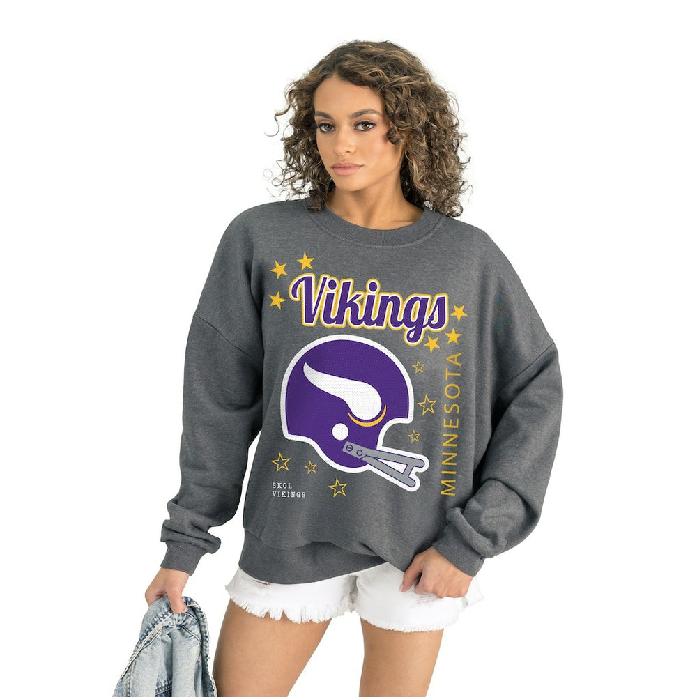 Minnesota Vikings Gameday Couture Women's Ready to Rumble Premium Fleece Pullover Sweatshirt Gray