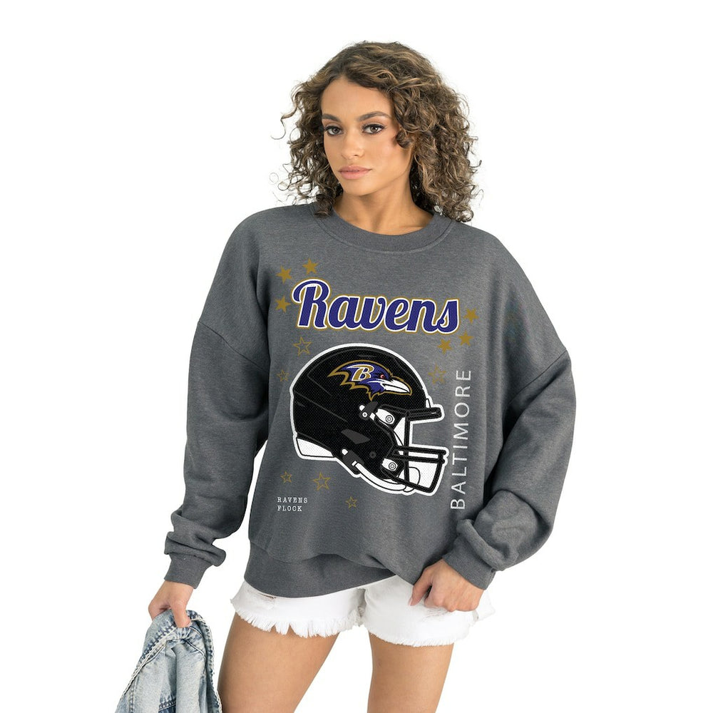 Baltimore Ravens Gameday Couture Women's Ready to Rumble Premium Fleece Pullover Sweatshirt Gray