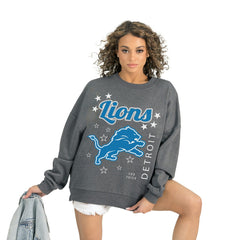 Detroit Lions Gameday Couture Women's Ready to Rumble Premium Fleece Pullover Sweatshirt Gray