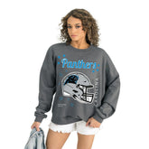 Carolina Panthers Gameday Couture Women's Ready to Rumble Premium Fleece Pullover Sweatshirt Gray