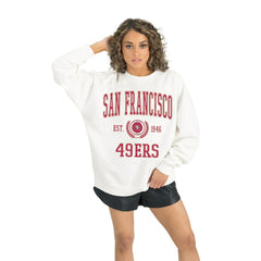 San Francisco 49ers Gameday Couture Women's Timeless Triumph Premium Fleece Pullover Sweatshirt White