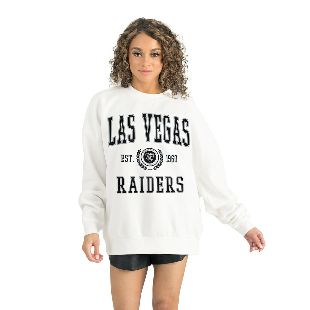 Las Vegas Raiders Gameday Couture Women's Timeless Triumph Premium Fleece Pullover Sweatshirt White
